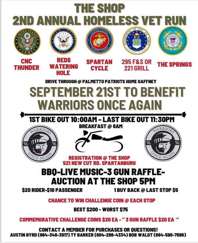 Warriors Once Again 2024 Vet Run fundraiser flyer